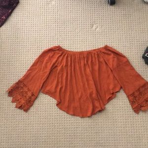 Burnt orange off the shoulder top!